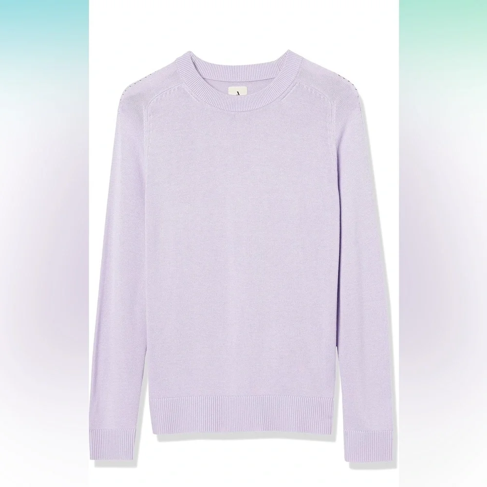 Amazon essentials aware woman’s pointelle‎ crew neck sweater - Picture 2 of 3